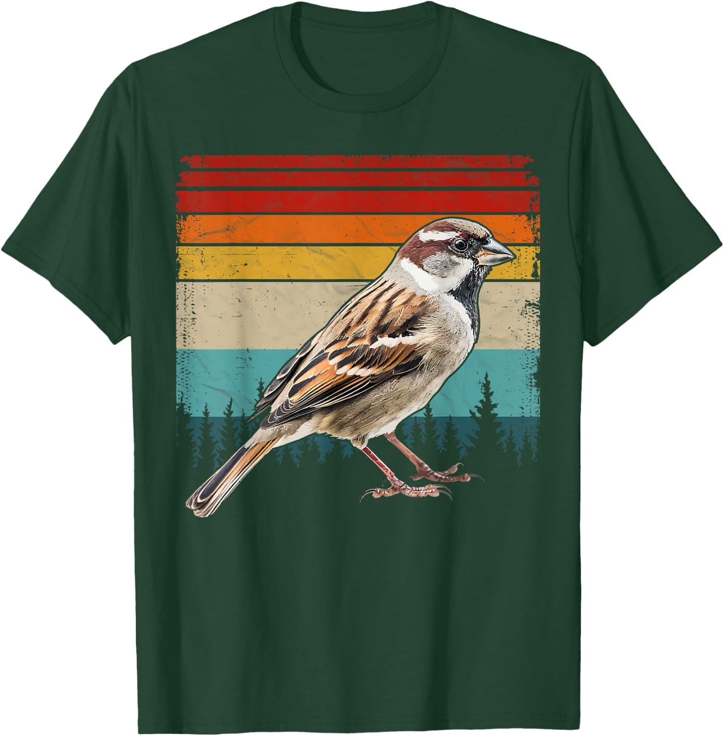 Sparrow Vintage Distressed Retro Style Cool Sparrow Bird T-Shirt - T-Shirt | Forest