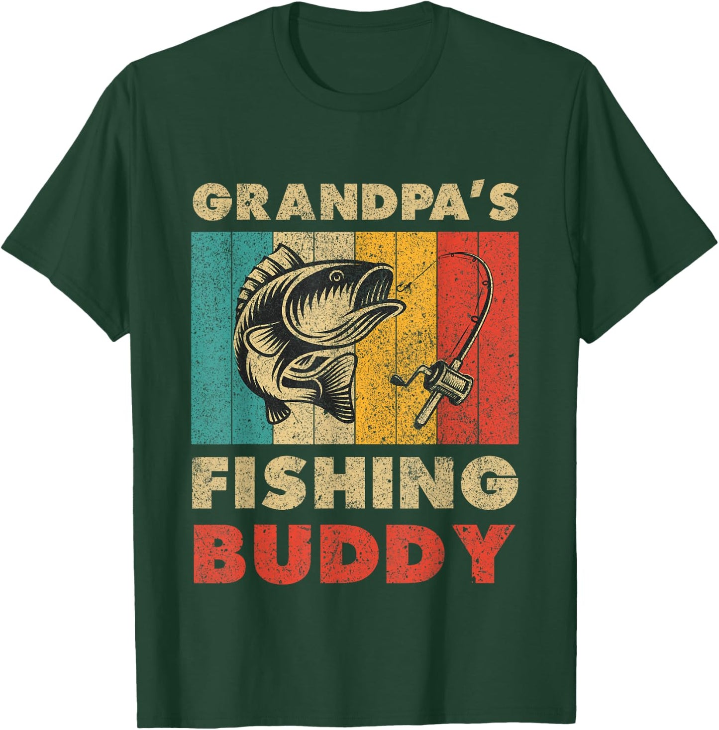 Funny Fishing Grandpa's Fishing Buddy Vintage Fishing T-Shirt - T-Shirt | Forest
