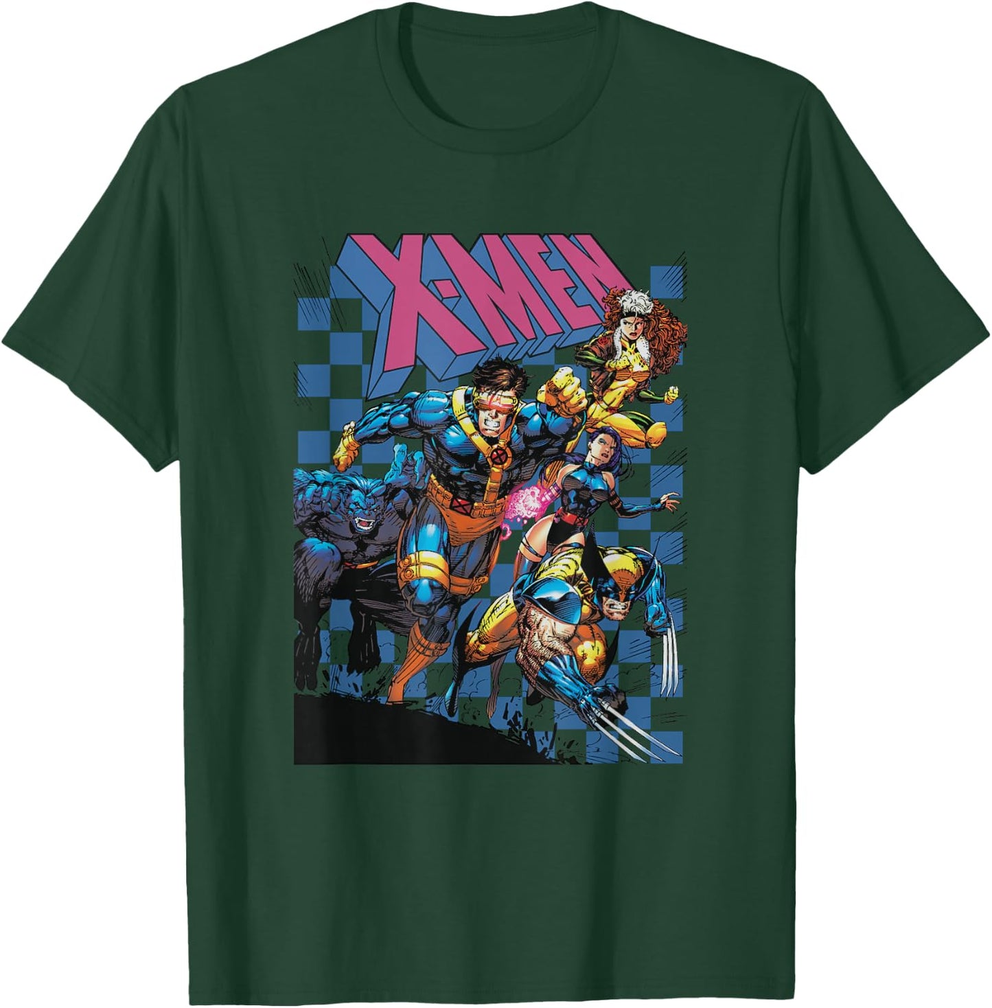 Marvel X-Men Classic Team Lineup Charging Into Battle Retro T-Shirt - T-Shirt | Forest