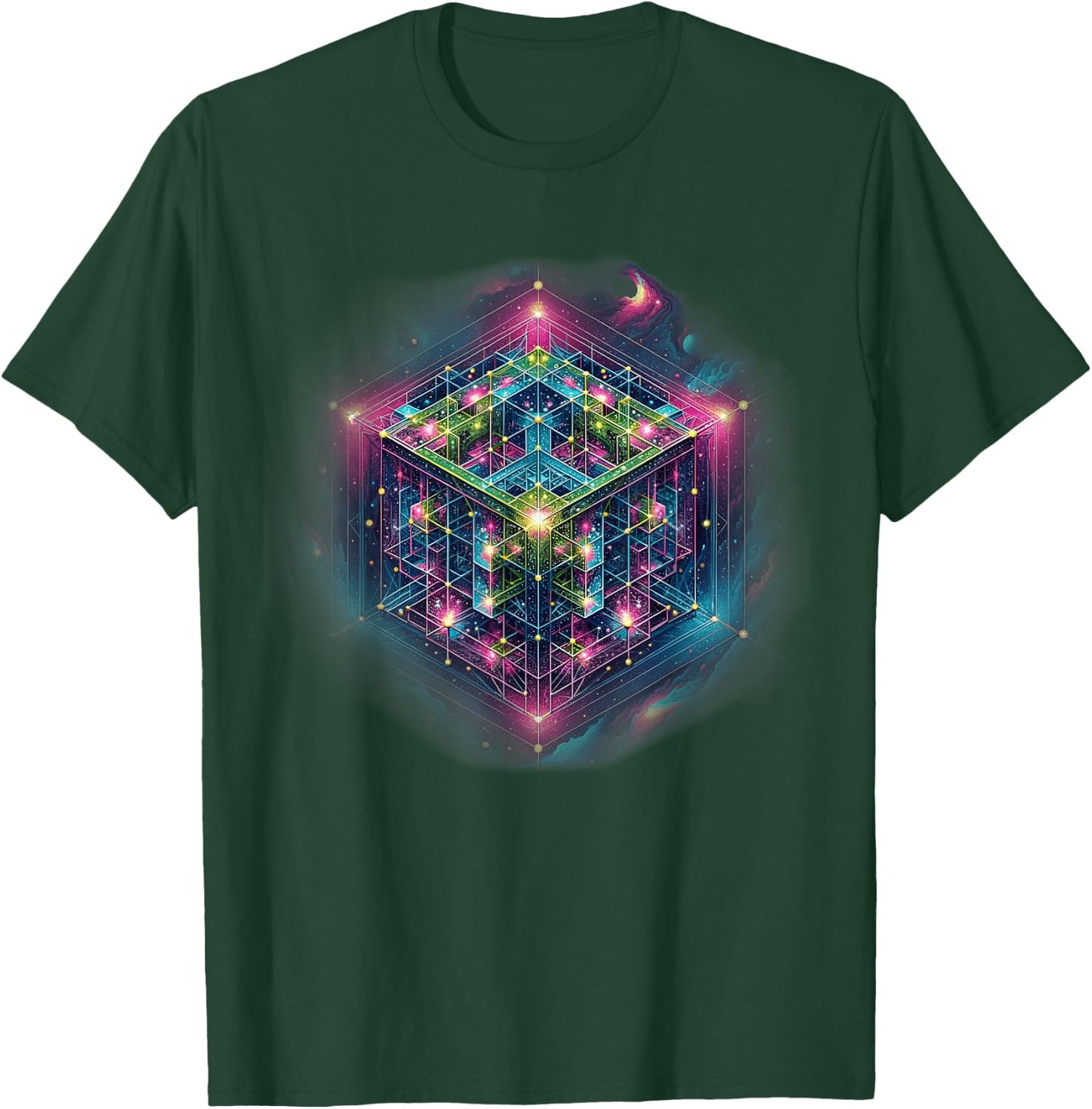 Sacred Geometry Flower of Life Metatron's Cube T-Shirt - T-Shirt | Forest