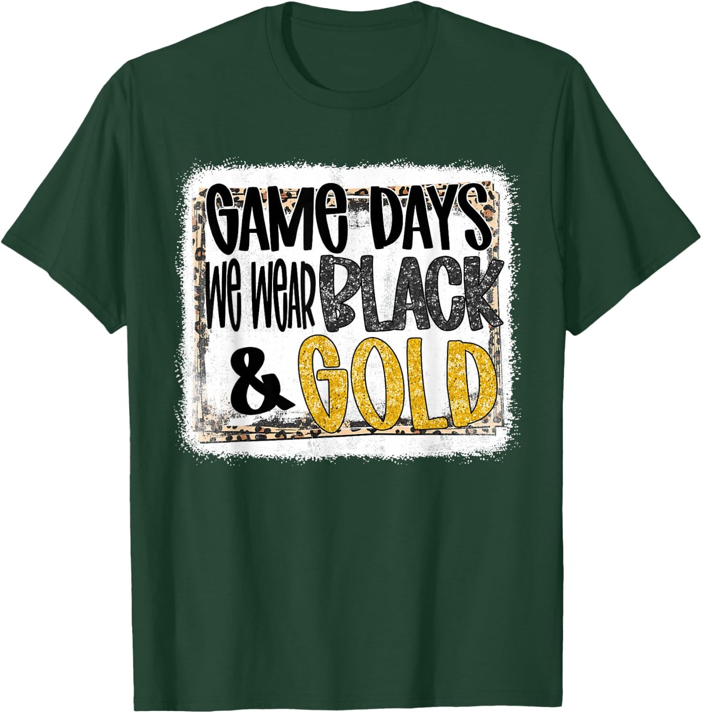 On Gameday Football We Wear Black and Gold School Spirit T-Shirt - T-Shirt | Forest