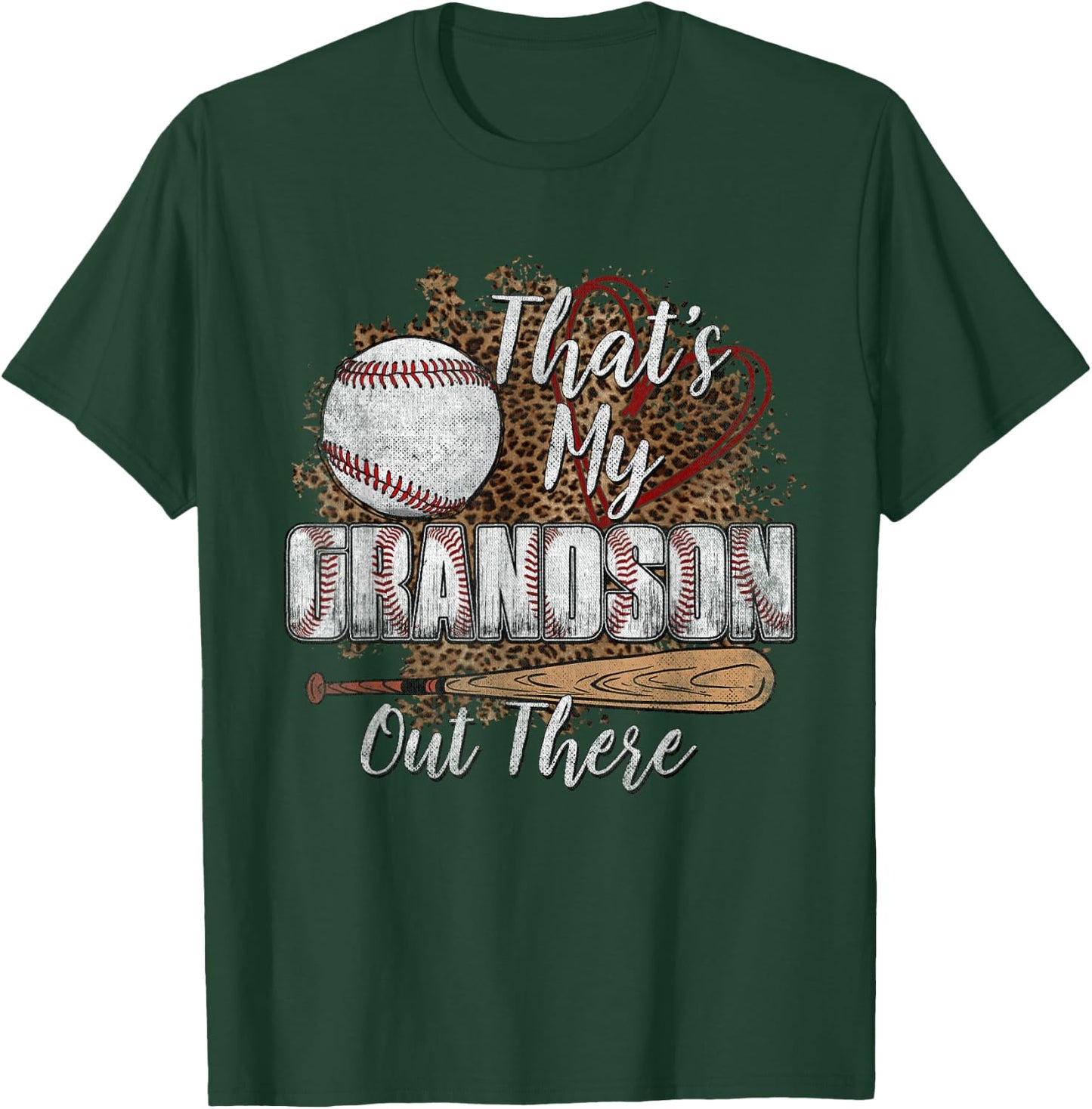 That's My Grandson Out There Leopard Baseball Grandma T-Shirt - T-Shirt | Forest