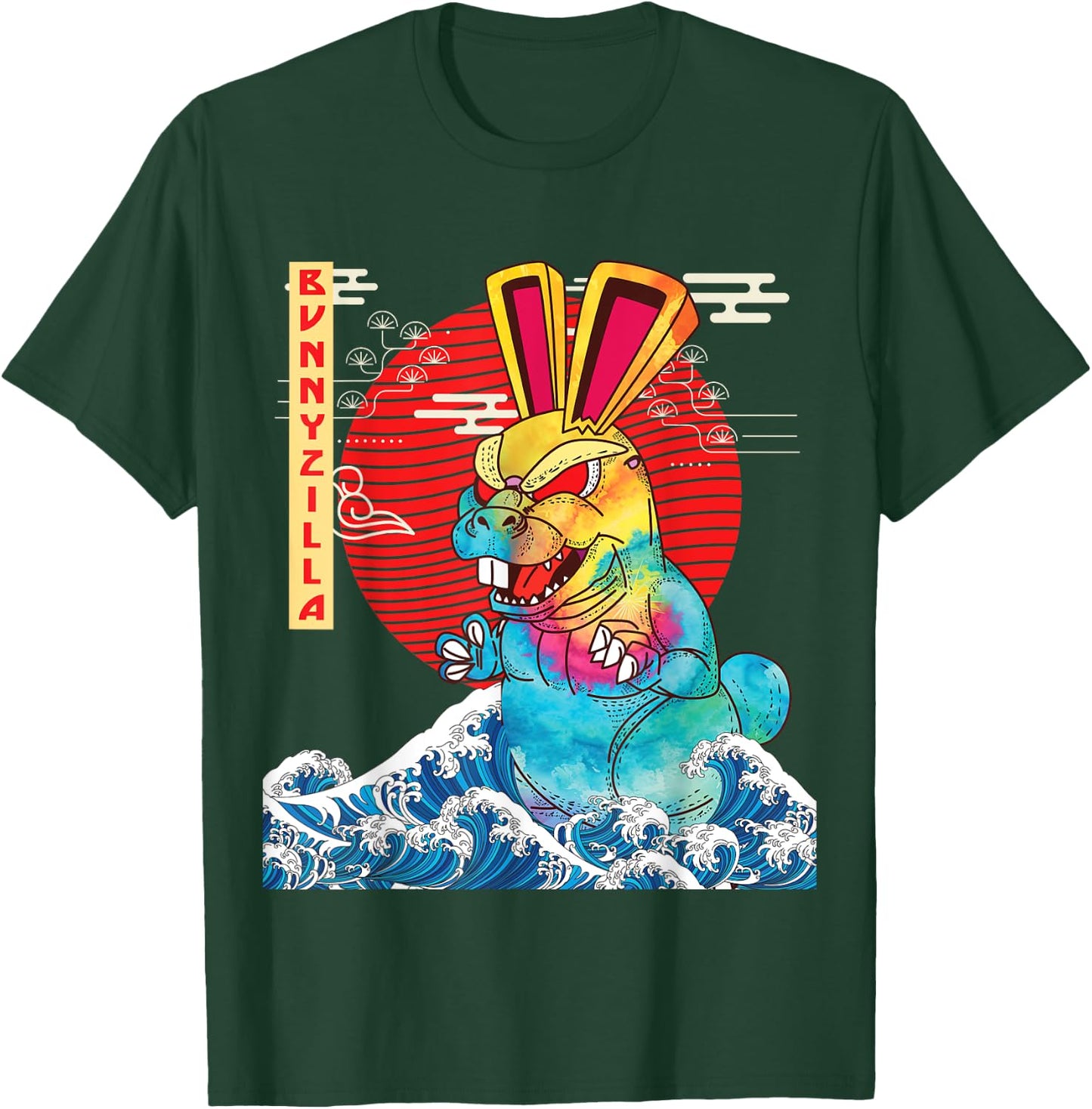 BunnyZilla Vintage Funny Cute Rabbit Art Japanese Sunset T-Shirt - T-Shirt | Forest