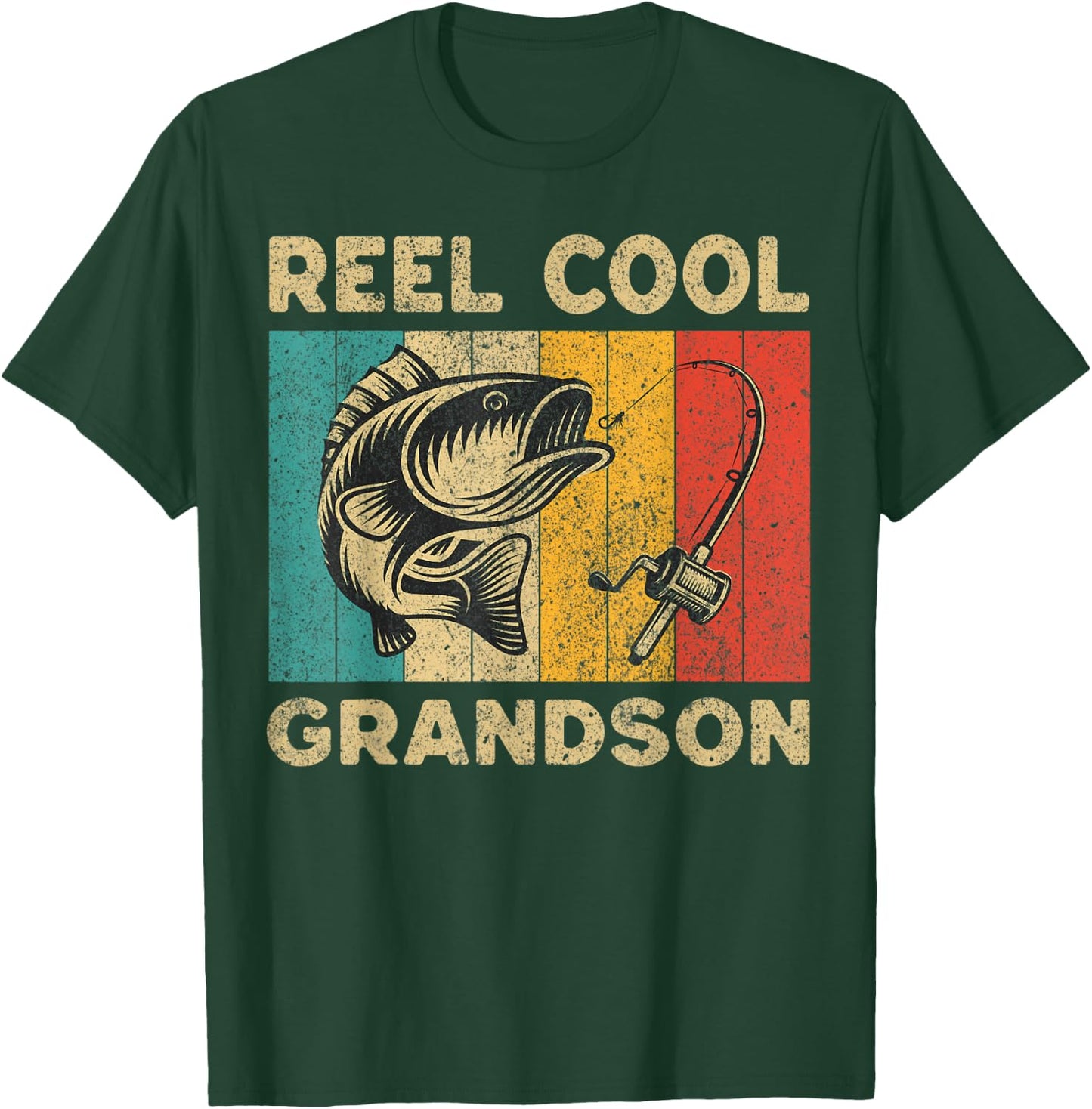Father's Day Present Funny Fishing Reel Cool Grandson T-Shirt - T-Shirt | Forest