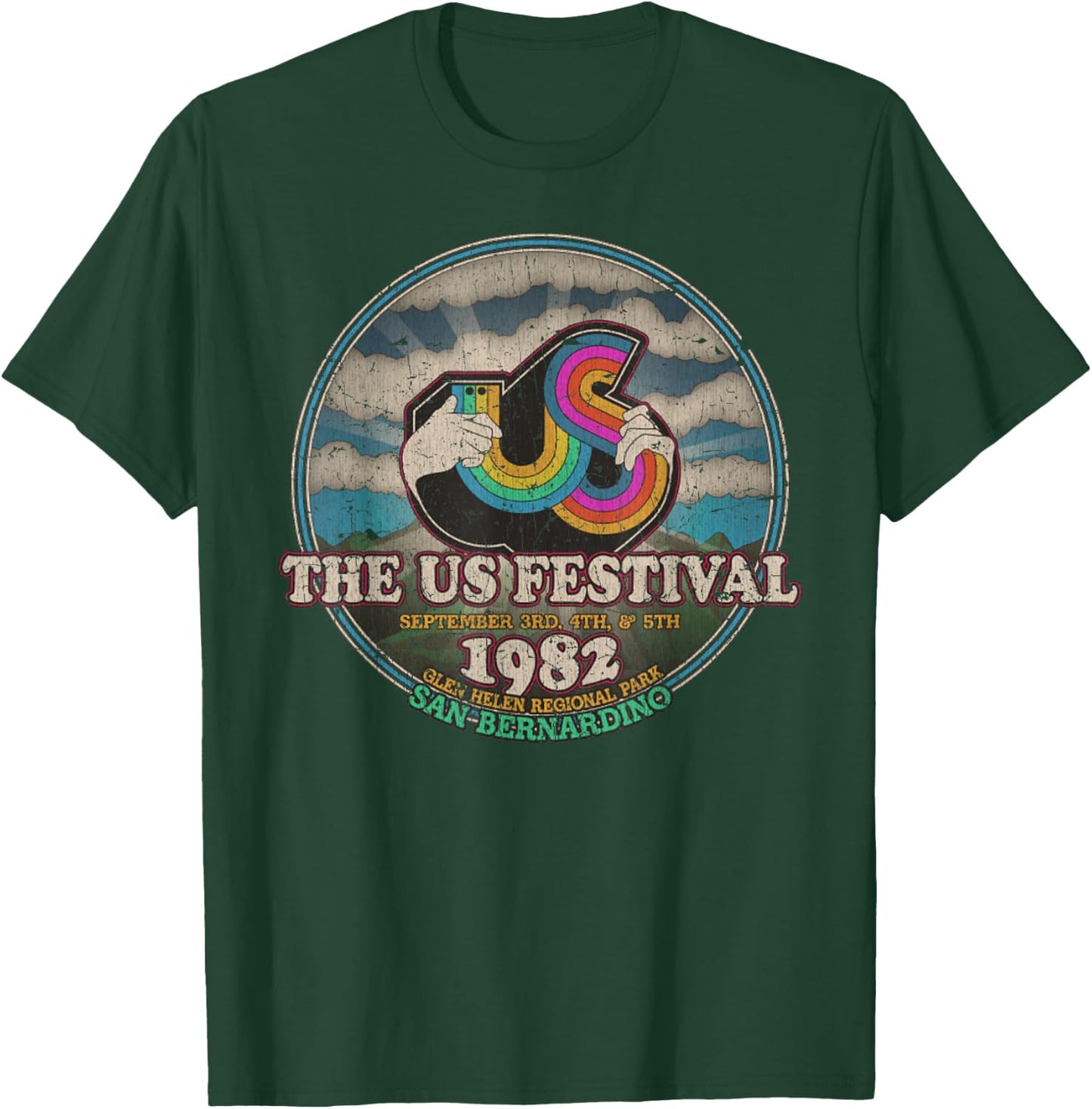 US Festival 1982 Rainbow Music Festival Vintage T-Shirt - T-Shirt | Forest