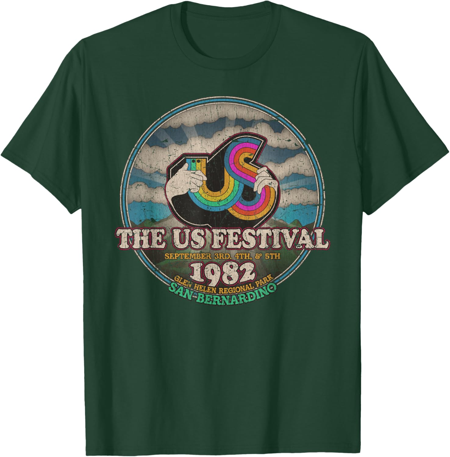US Festival 1982 Rainbow Music Festival Vintage T-Shirt - T-Shirt | Forest