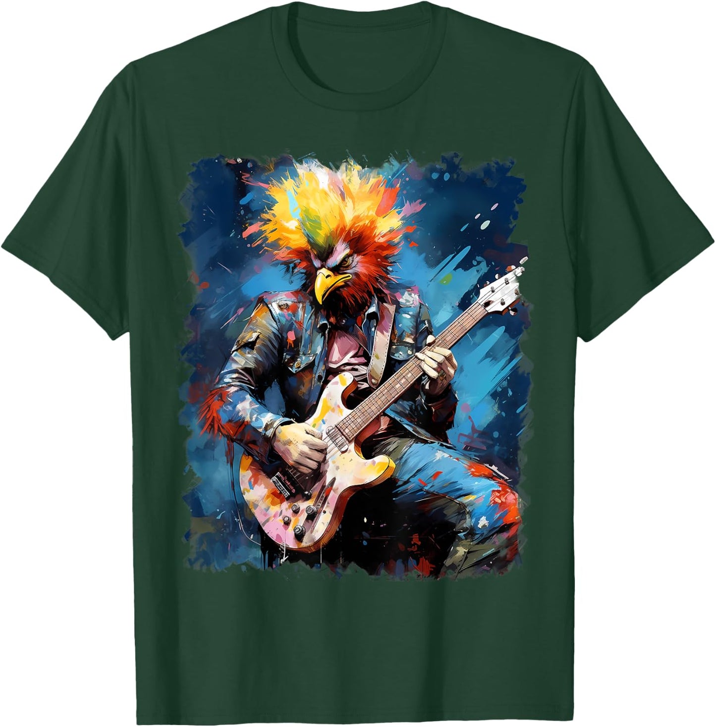 Rock Guitar Chicken Guitarist T-Shirt - T-Shirt | Forest