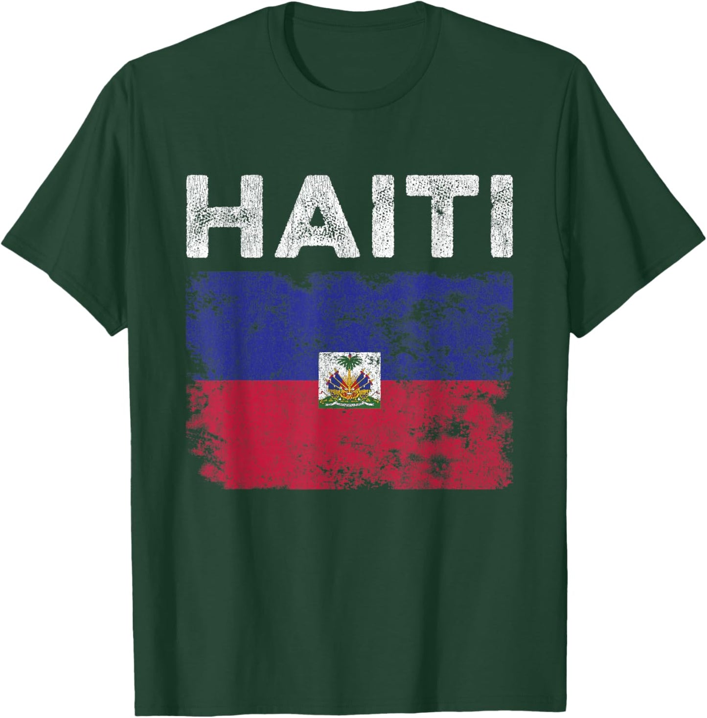 Haiti Flag Distressed - Men Women Kids - Haitian Flag T-Shirt - T-Shirt | Forest