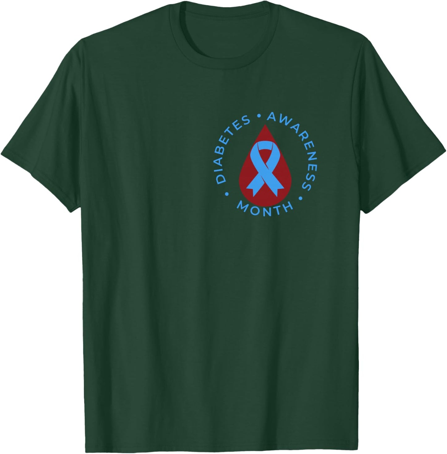 Diabetes Awareness Month Diabetic Blue Love Ribbon T1D T2D T-Shirt - T-Shirt | Forest