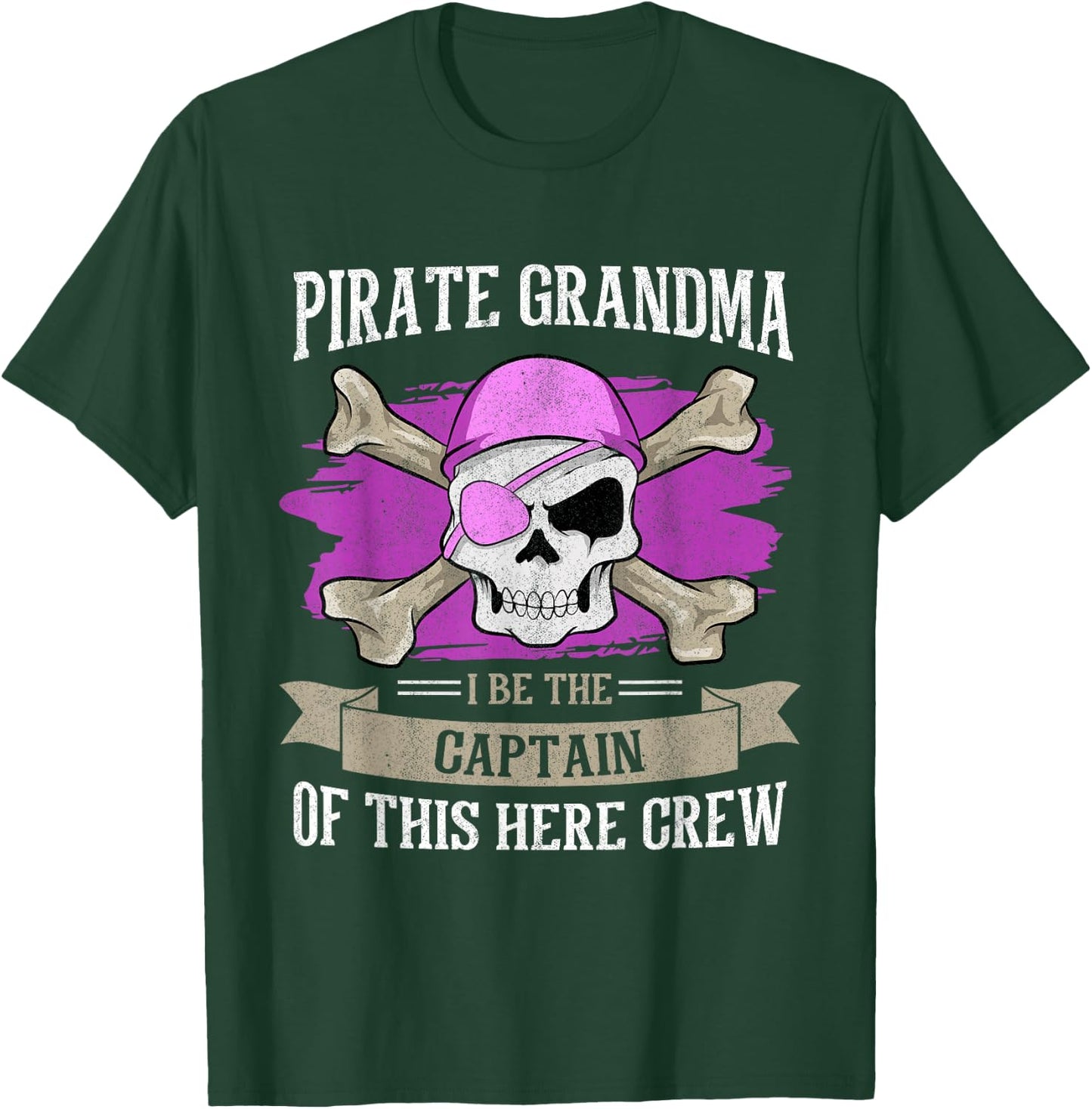 Pirate Grandma Caribbean Captain Grandmother Pirate , Black T-Shirt - T-Shirt | Forest