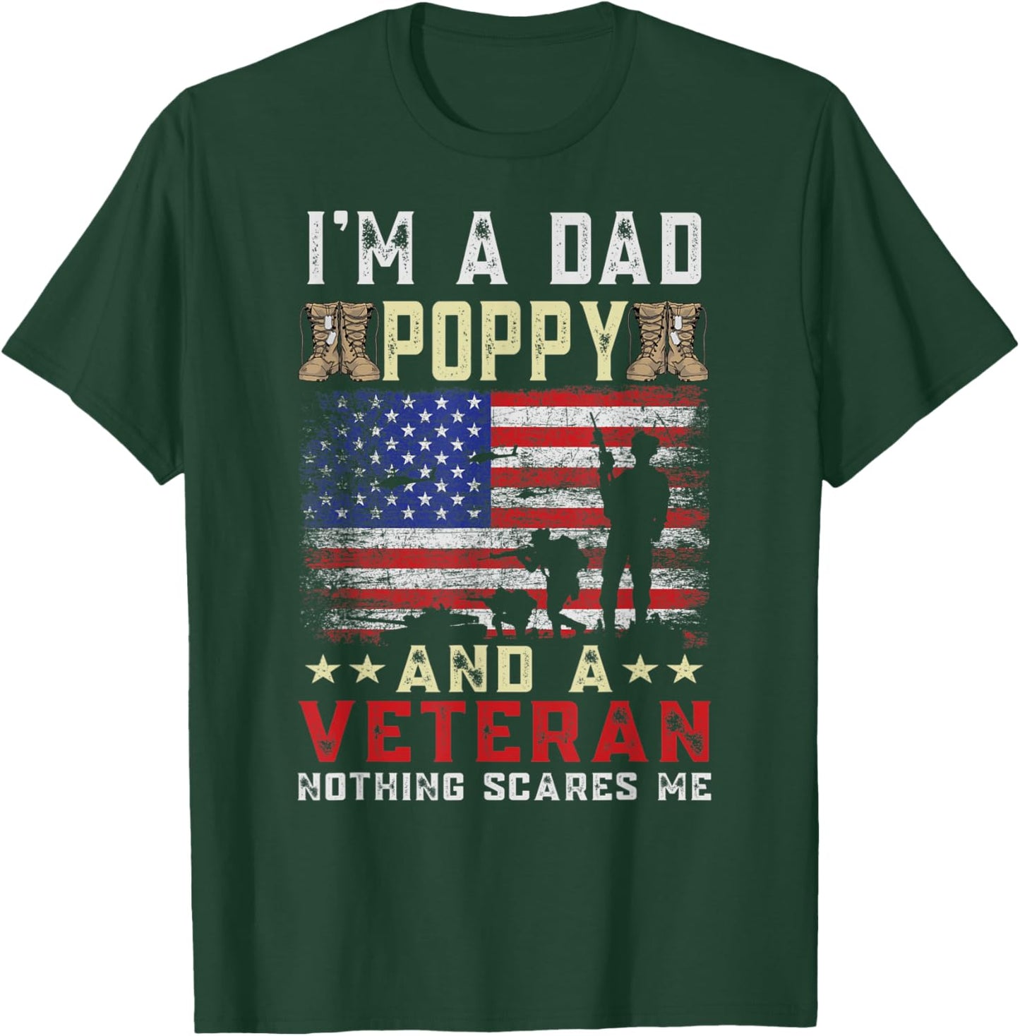 I'm A Dad Poppy and A Veteran American Flag Father's Day T-Shirt - T-Shirt | Forest
