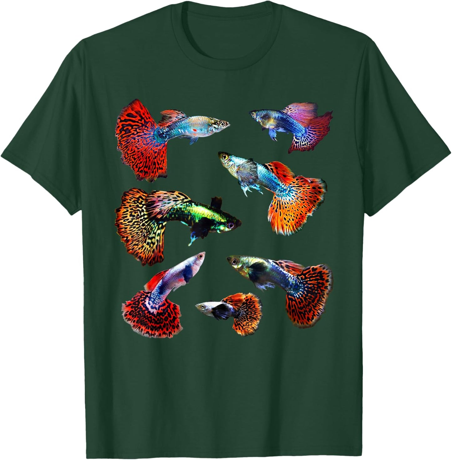 Aquarium Tropical Fish Guppies Co. Fancy Mosaic Guppy Fish Lover Forever Multicolor Graphic T-Shirt - T-Shirt | Forest