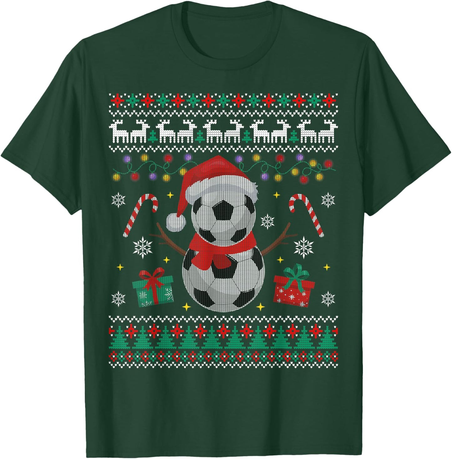 Funny USA Soccer Ugly Christmas Sweater Soccer Snowman T-Shirt - T-Shirt | Forest