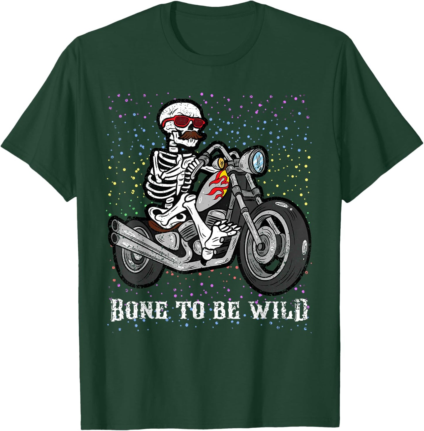 Skeleton Riding Motorcycle Halloween Costume Biker Rider T-Shirt - T-Shirt | Forest