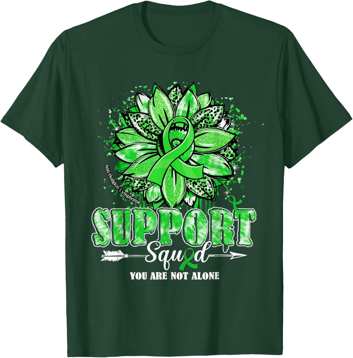 Sunflower Support Squad Non-Hodgkin Lymphoma Awareness Gifts T-Shirt - T-Shirt | Forest