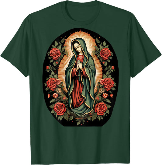 Our Lady De Guadalupe Sant Mary Back Print Christians T-Shirt - T-Shirt | Forest
