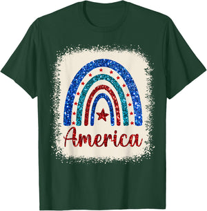 4th of July Patriotic Bleached Rainbow America USA Flag T-Shirt - T-Shirt | Forest