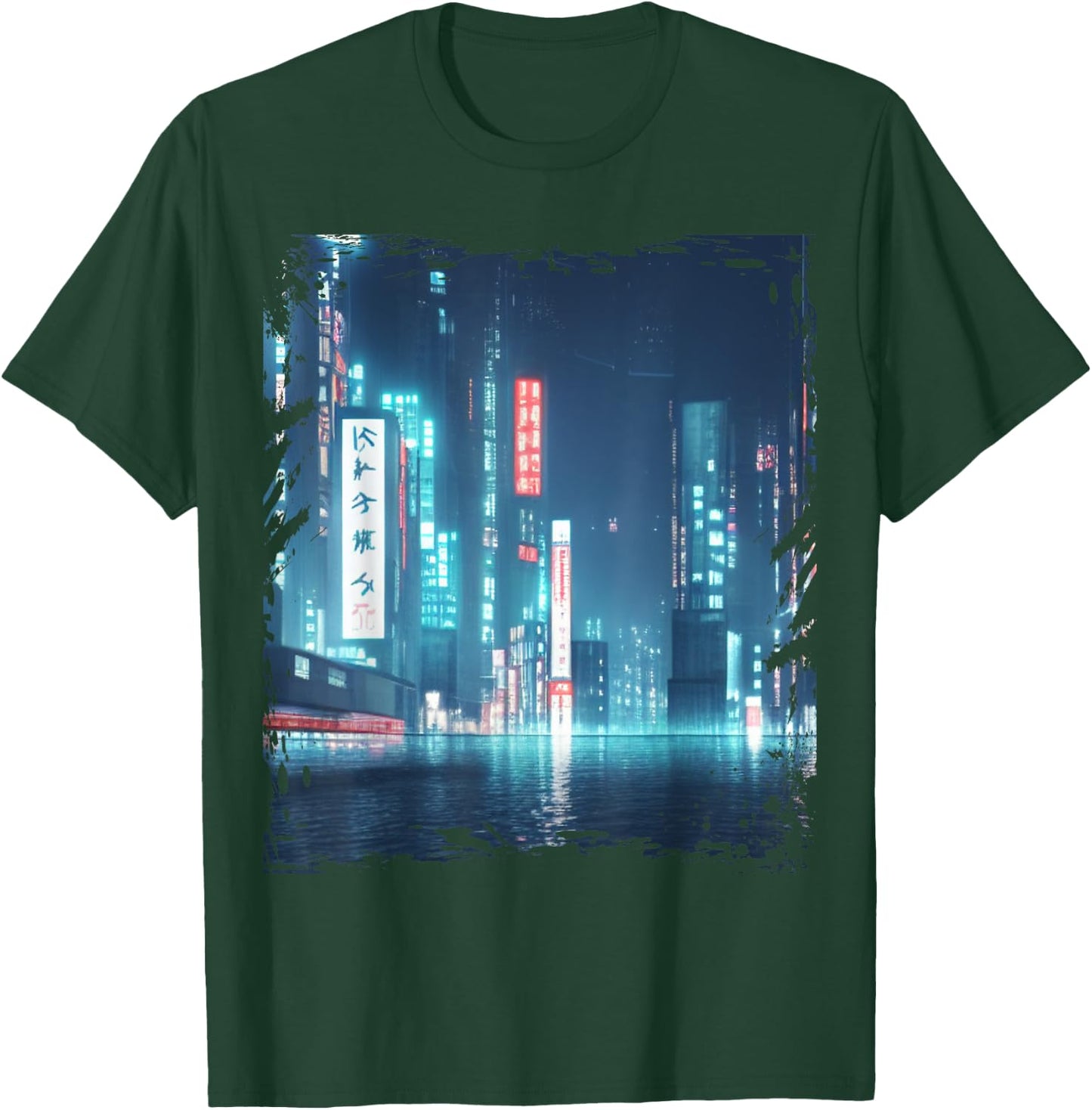 Japanese City Skyline Night Cityscape Sci Fi Tokyo T-Shirt - T-Shirt | Forest