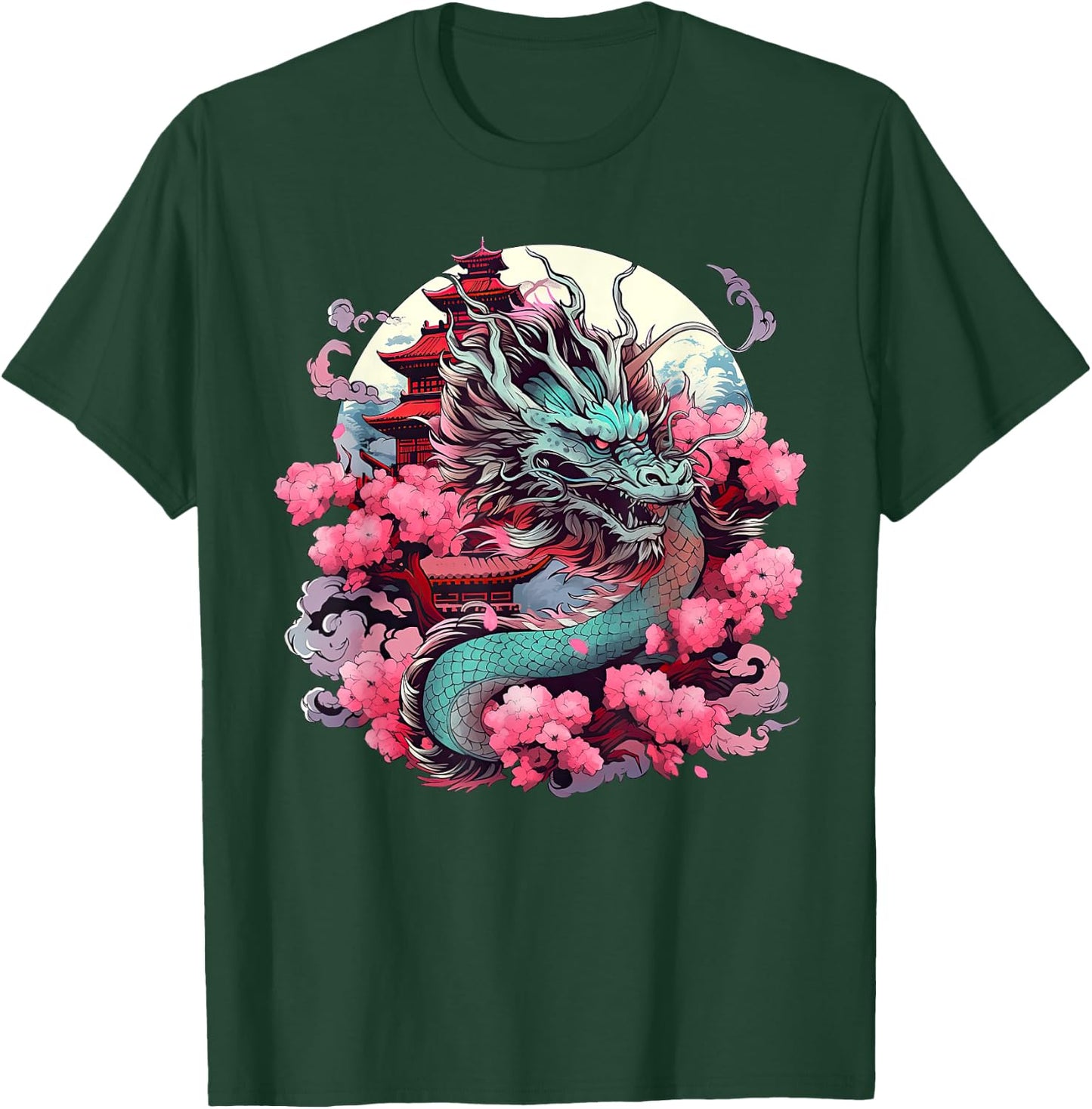 Tokyo Asian inspired vintage style 80s retro Japanese Dragon T-Shirt - T-Shirt | Forest