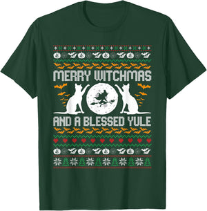 Merry Witchmas Funny Cat Lover Christmas Ugly Xmas Sweater Women T-Shirt - T-Shirt | Forest