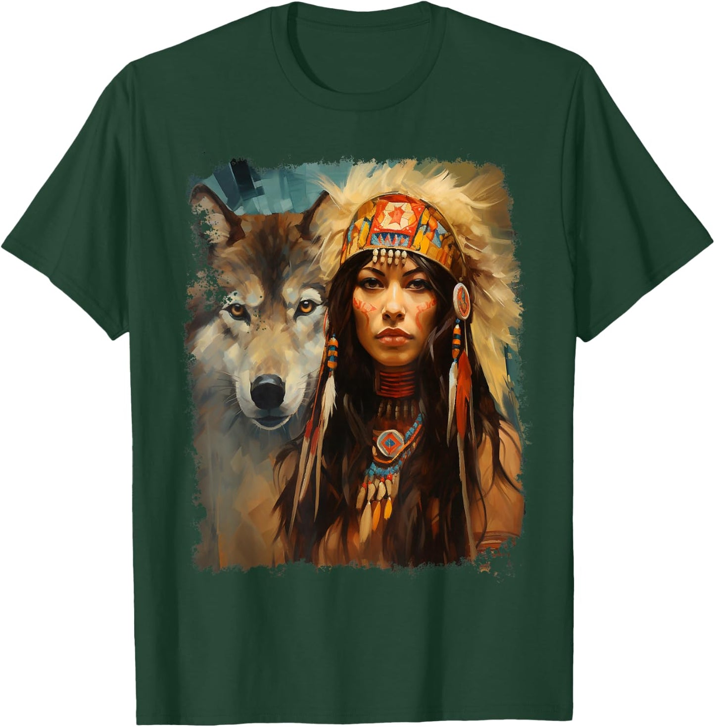 Woman and Wolf T-Shirt - T-Shirt | Forest