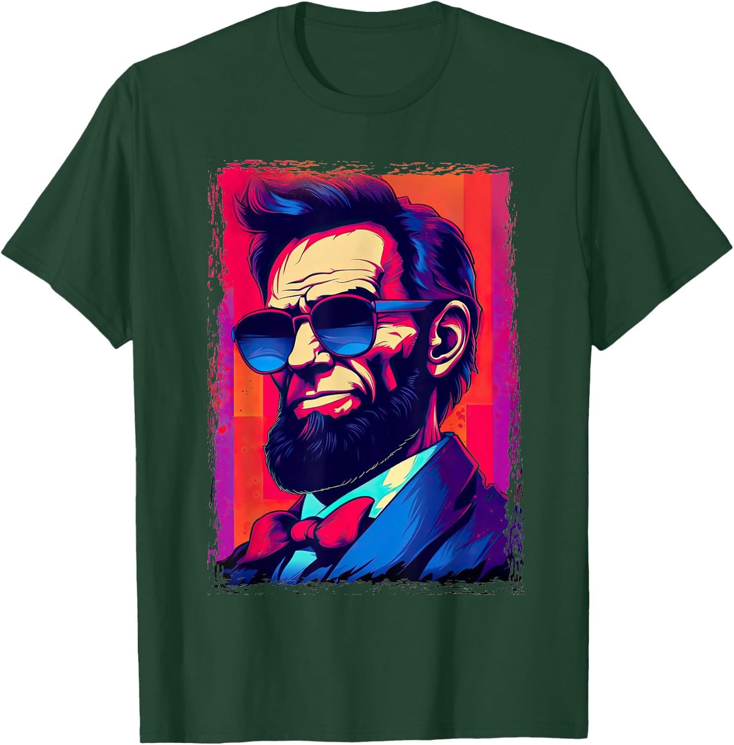 Funny Abe Lincoln Shirt Retro Sunglasses 80s Abraham Lincoln T-Shirt - T-Shirt | Forest