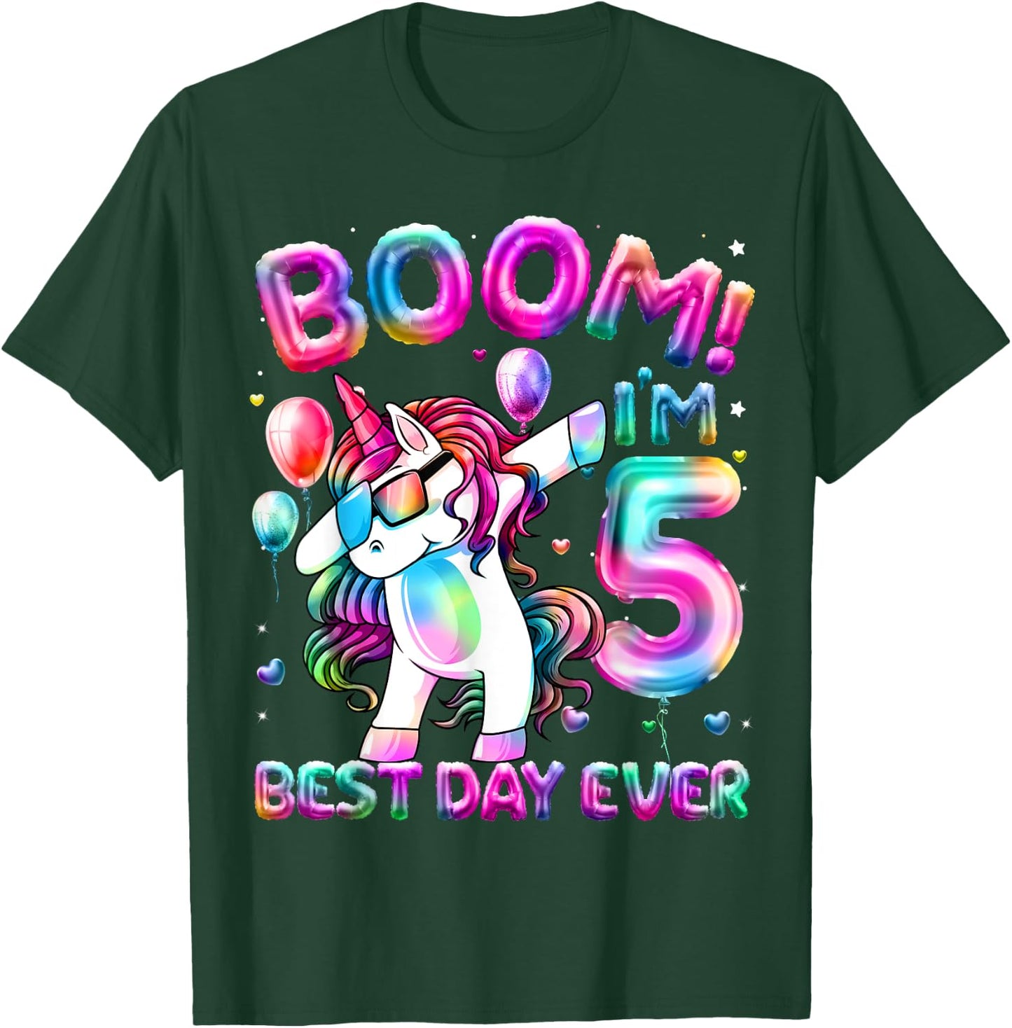 5 Years Old Dabbing Unicorn Gifts 5th Birthday Girl Party T-Shirt - T-Shirt | Forest
