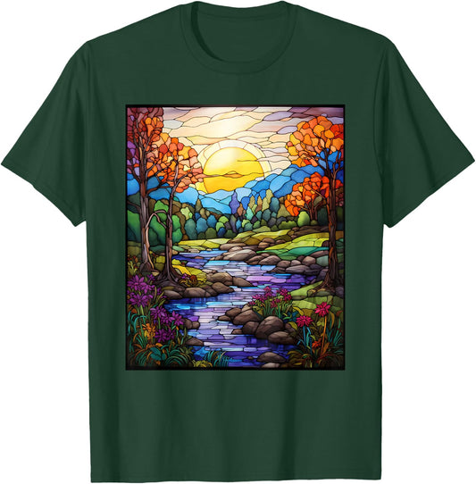 Stained Glass Style Shenandoah Valley T-Shirt - T-Shirt | Forest
