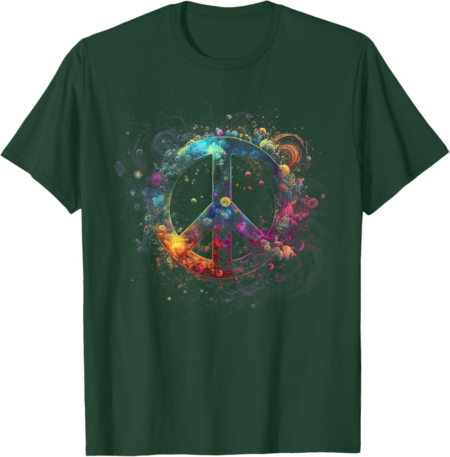 Peace sign of freedom hippie flower child space science T-Shirt - T-Shirt | Forest