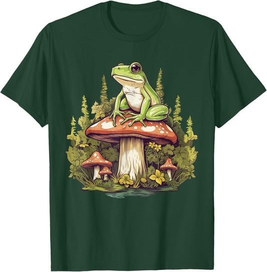 Cottagecore Frog On Mushrooms Cottagecore T-Shirt - T-Shirt | Forest