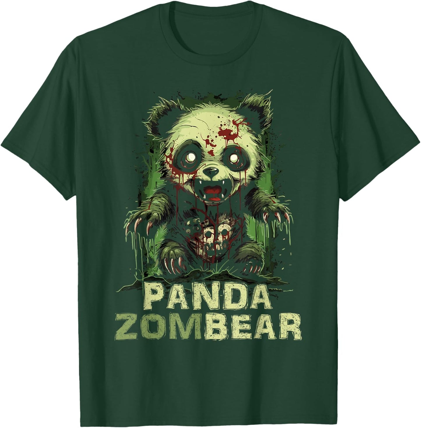 Panda Bear Zombie Halloween For Kids Women Men Funny T-Shirt - T-Shirt | Forest