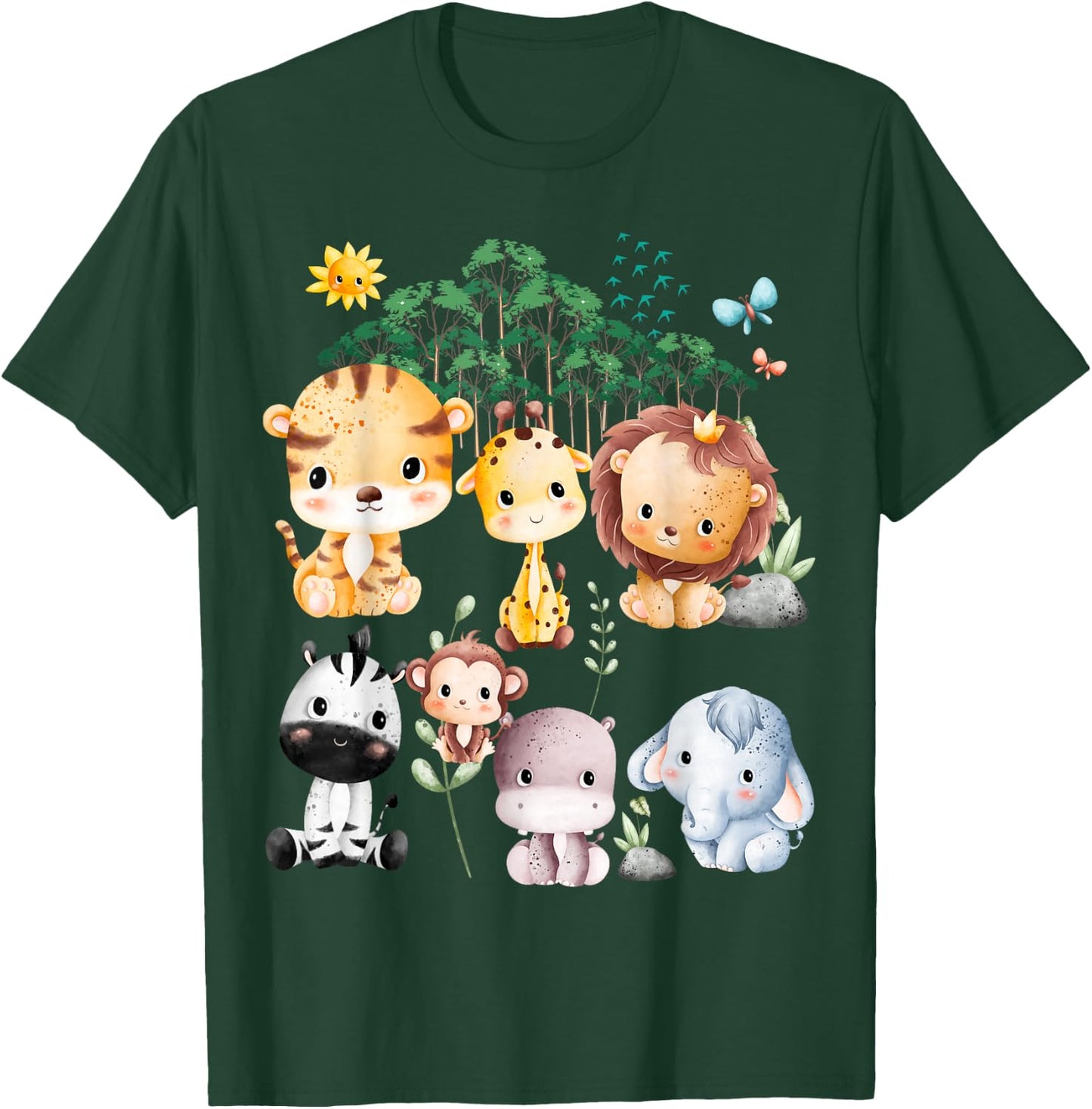 Jungle Animal Wildlife Safari Theme Forest Cute Baby Animals T-Shirt - T-Shirt | Forest