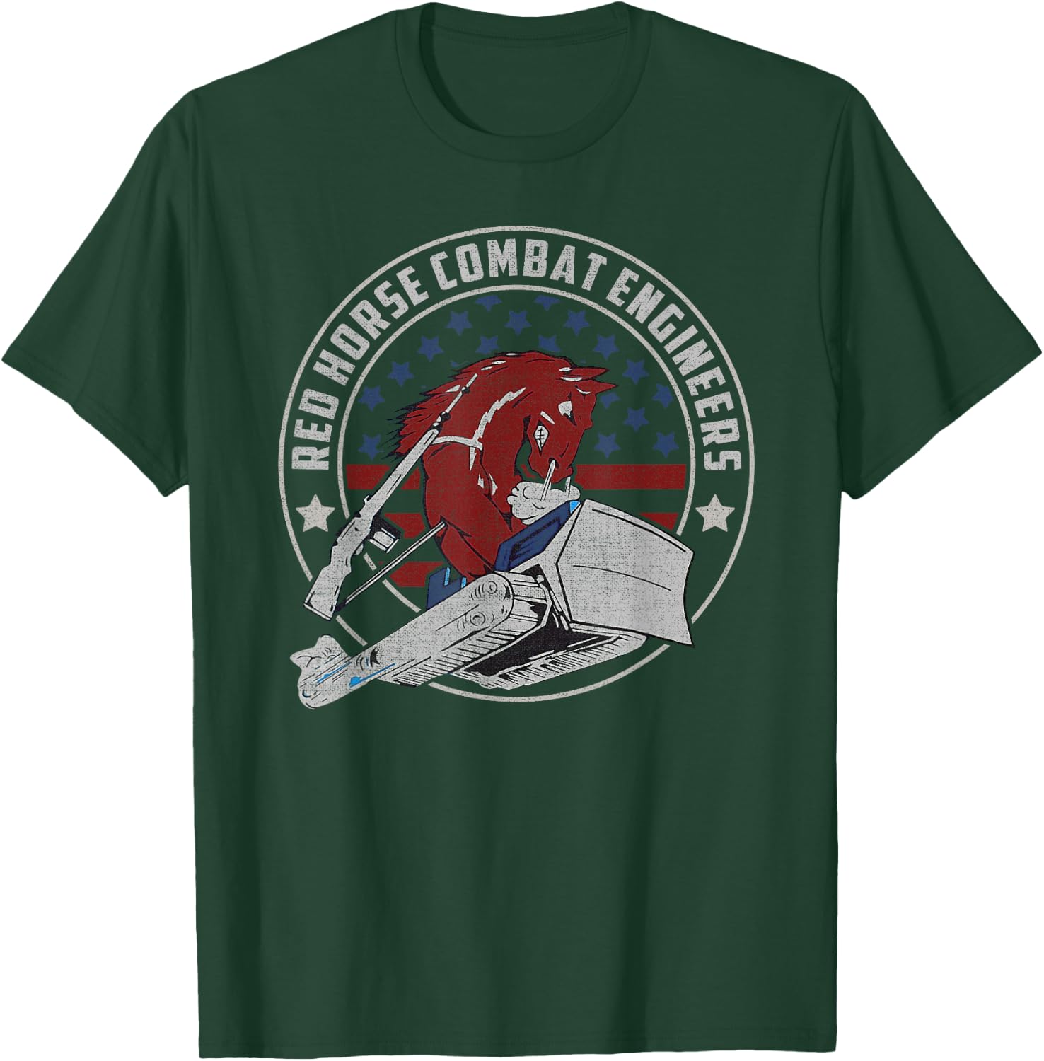 RED HORSE Combat Engineer US Military T-Shirt - T-Shirt | Forest