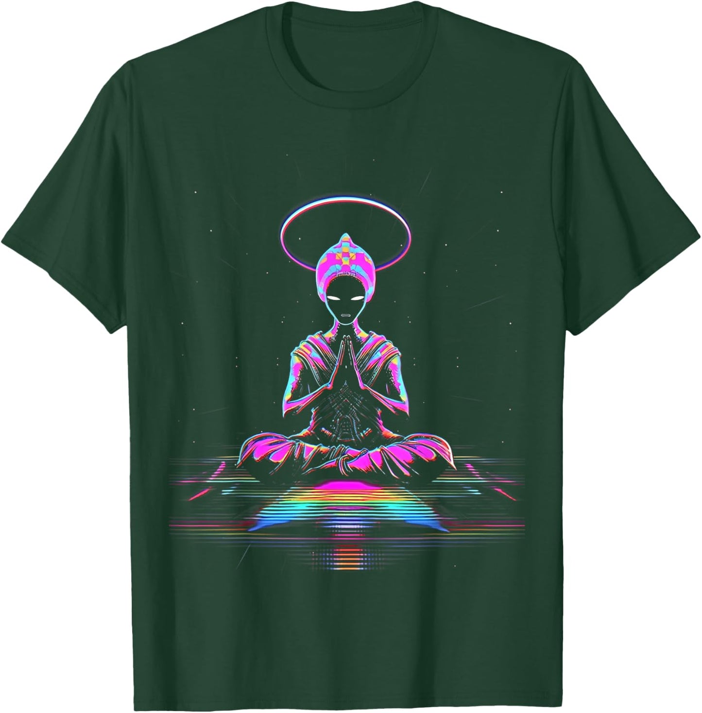 Synthwave | Cool Buddha | Cyberpunk | Retro 80's Sci-Fi # T-Shirt - T-Shirt | Forest