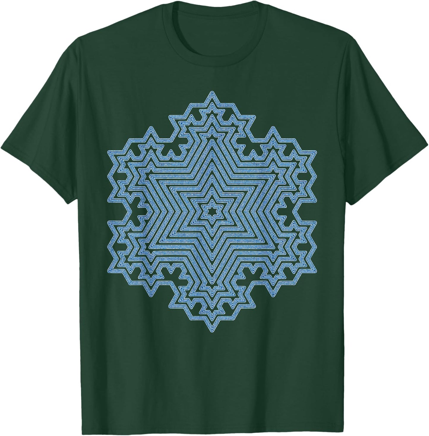 Frozen in Beauty, Blue Koch Snowflake Fractal Artwork T-Shirt - T-Shirt | Forest