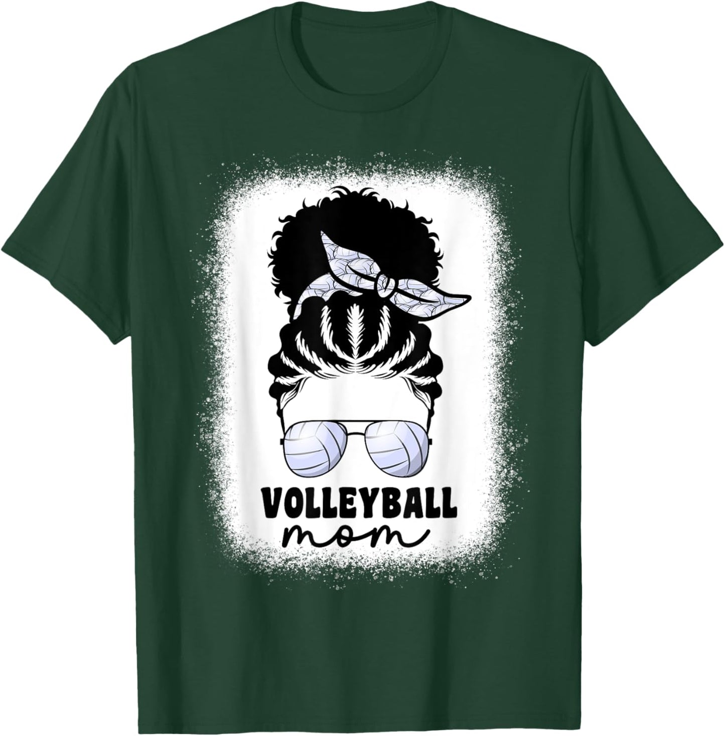Black Afro Volleyball Mom Messy Bun Volleyball Mom T-Shirt - T-Shirt | Forest