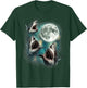 Three Shark Moon | 3 Great Whites Howling Wolfs Moon Parody T-Shirt - T-Shirt | Forest