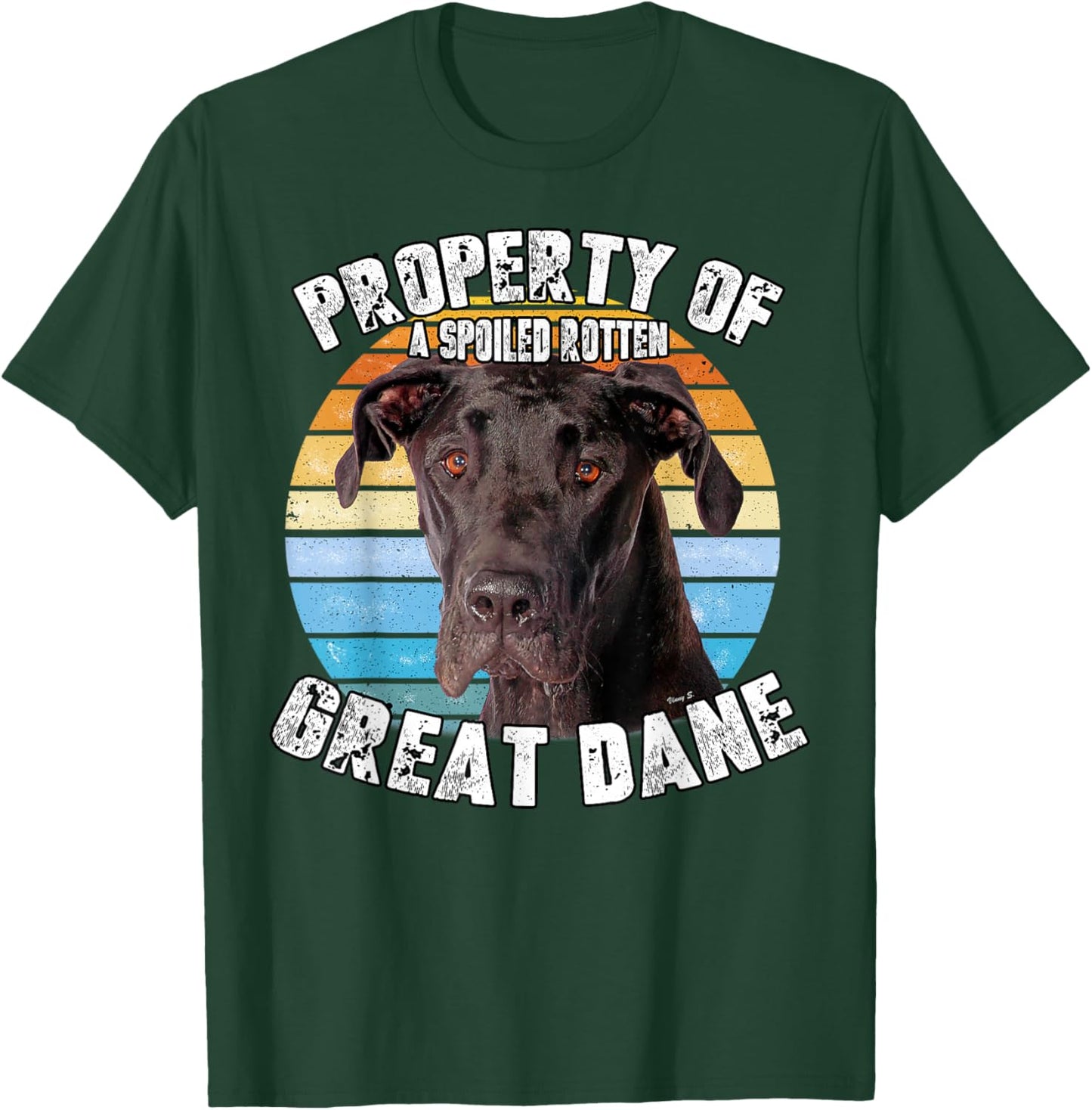 Great Dane Black Vintage Retro Property Of T-Shirt - T-Shirt | Forest