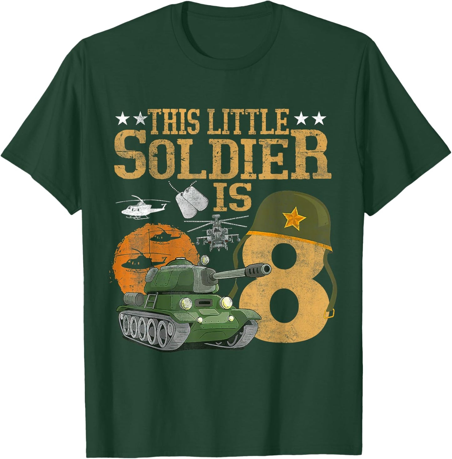 Birthday Military Themed Camo This Little Soldier Is 8 Boys T-Shirt - T-Shirt | Forest