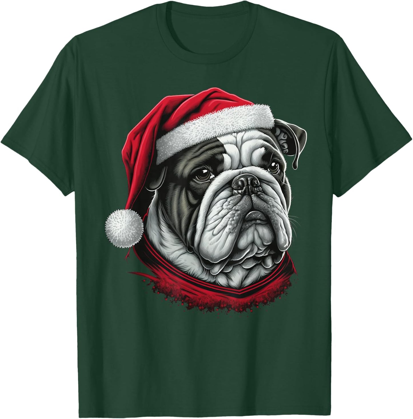 Xmas Bulldog Santa on Christmas Bulldog Men Women Kids T-Shirt - T-Shirt | Forest