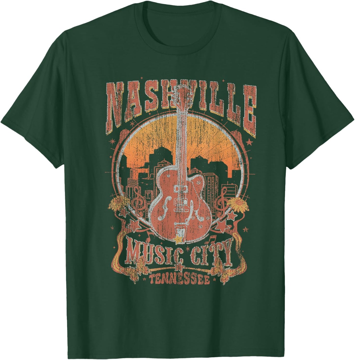 Nashville Tennessee Guitar Country Music City Guitarist T-Shirt - T-Shirt | Forest