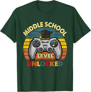 MIDDLE SCHOOL Level UNLOCKED happy First day of MIDDLE T-Shirt - T-Shirt | Forest