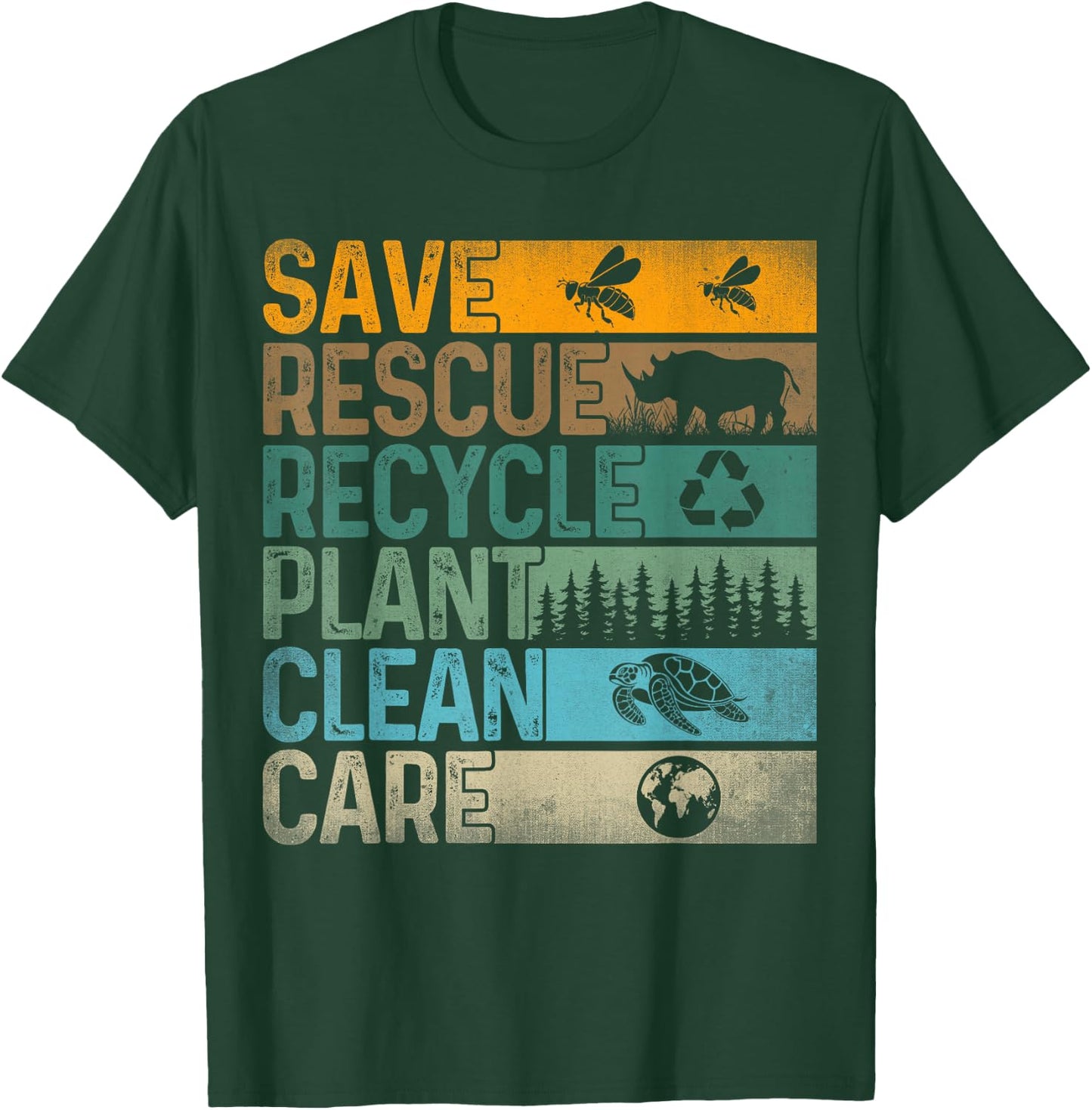 Save Bees Rescue Animals Recycle Plastic - Earth Day T-Shirt - T-Shirt | Forest