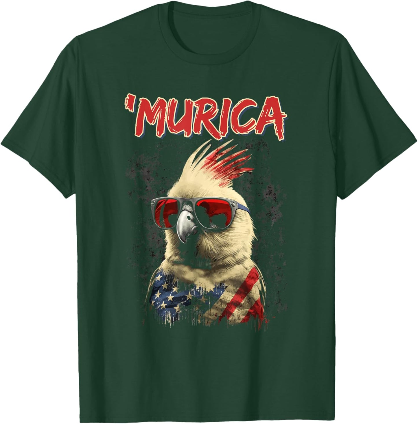Cool Patriotic Cockatiel Bird, Murica 4th of July Cockatiel T-Shirt - T-Shirt | Forest