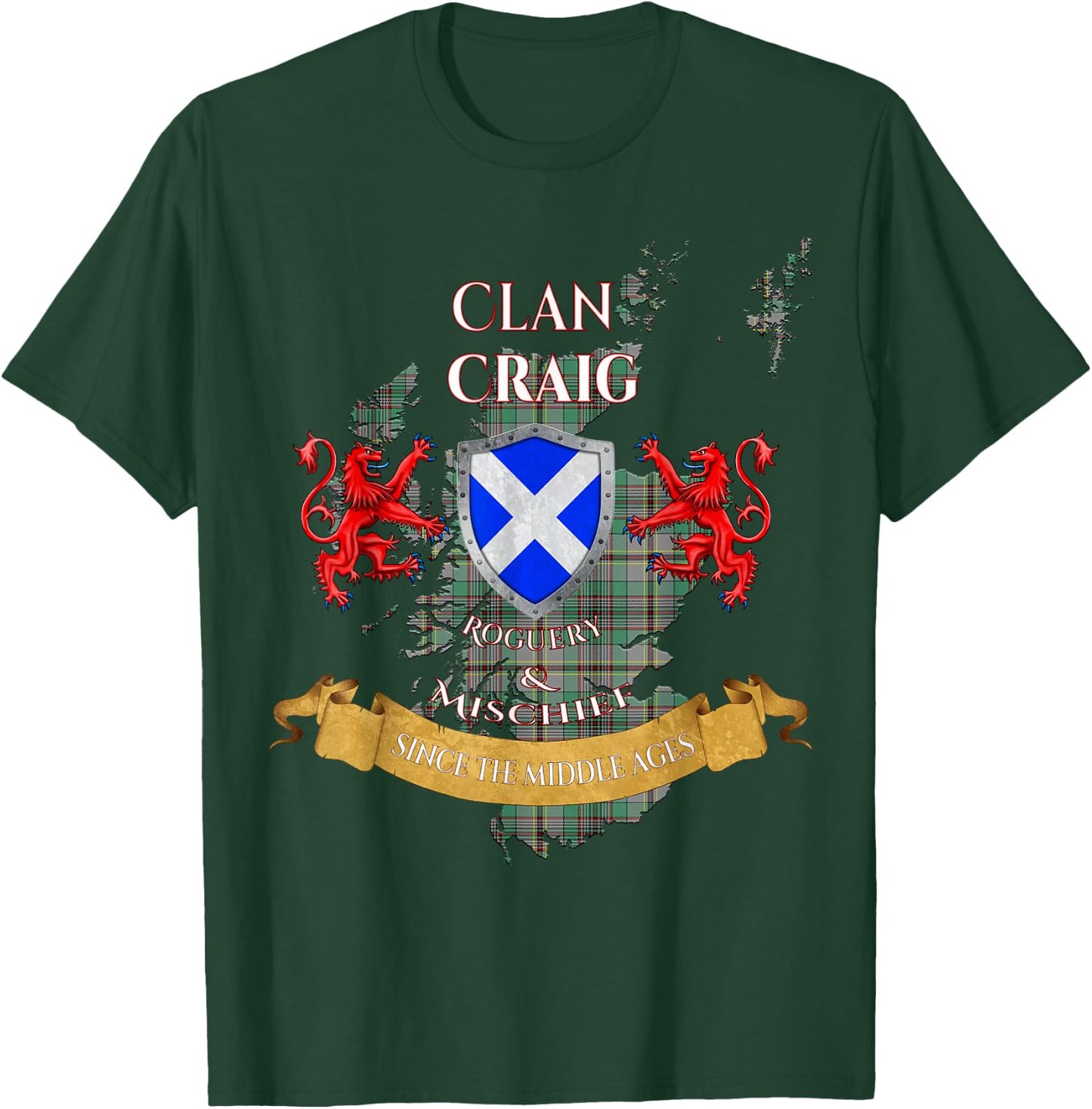 Craig Scottish Family Clan Middle Ages Mischief T-Shirt - T-Shirt | Forest
