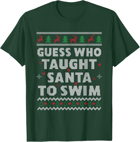 Swim Teacher Ugly Christmas Swim Coach Swim Teacher Christmas T-Shirt - T-Shirt | Forest