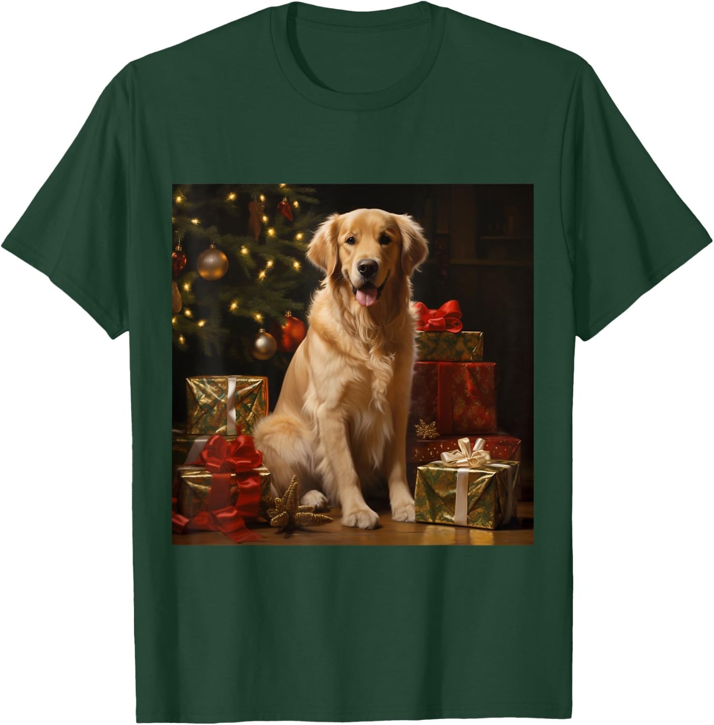 Christmas Golden Retriever - Golden Retriever Christmas T-Shirt - T-Shirt | Forest