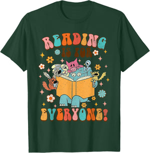 Reading is for Everyone Book Lover Bookworm Bookish Groovy T-Shirt - T-Shirt | Forest