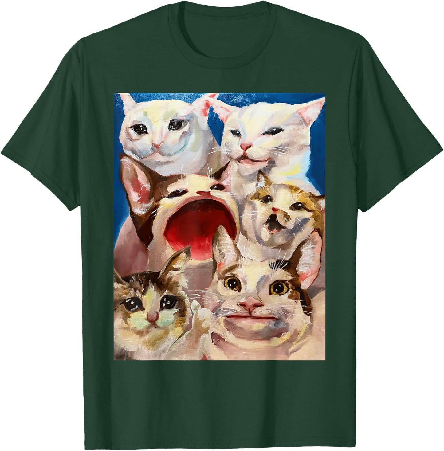 Funny Dinner Table Cat Crying Cat Pop Cat Polite Cat Meme Women Girls Kids T-Shirt - T-Shirt | Forest