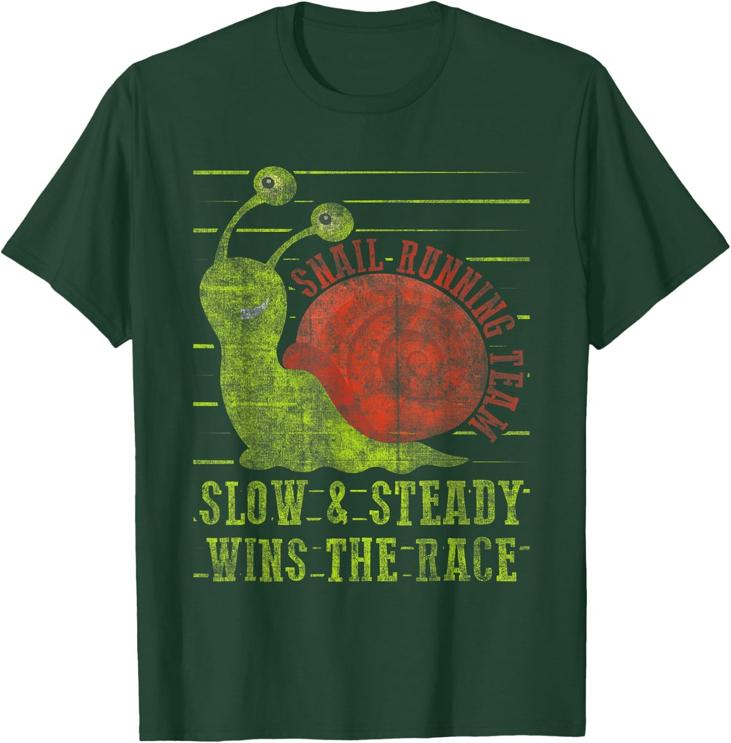 Snail Running Team Slow & Steady Wins The Race Funny Running T-Shirt - T-Shirt | Forest